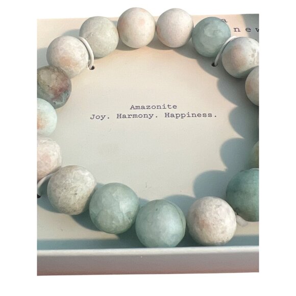 Amazonite Beaded Bracelet Box A New Day Stretch Joy Harmony Happiness NEW - Picture 3 of 4